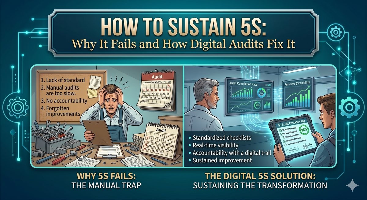 How to Sustain 5S: Why It Fails and How Digital Audits Fix It infographic